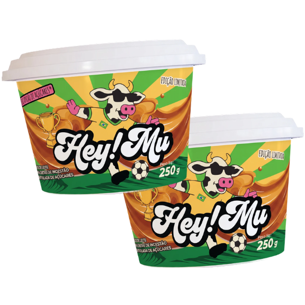 Kit com 2 potes Hey!Mu Doce de Leite Zero Açúcar 250g